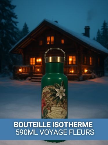 Bouteille isotherme avec anse 590ml voyage fleurs